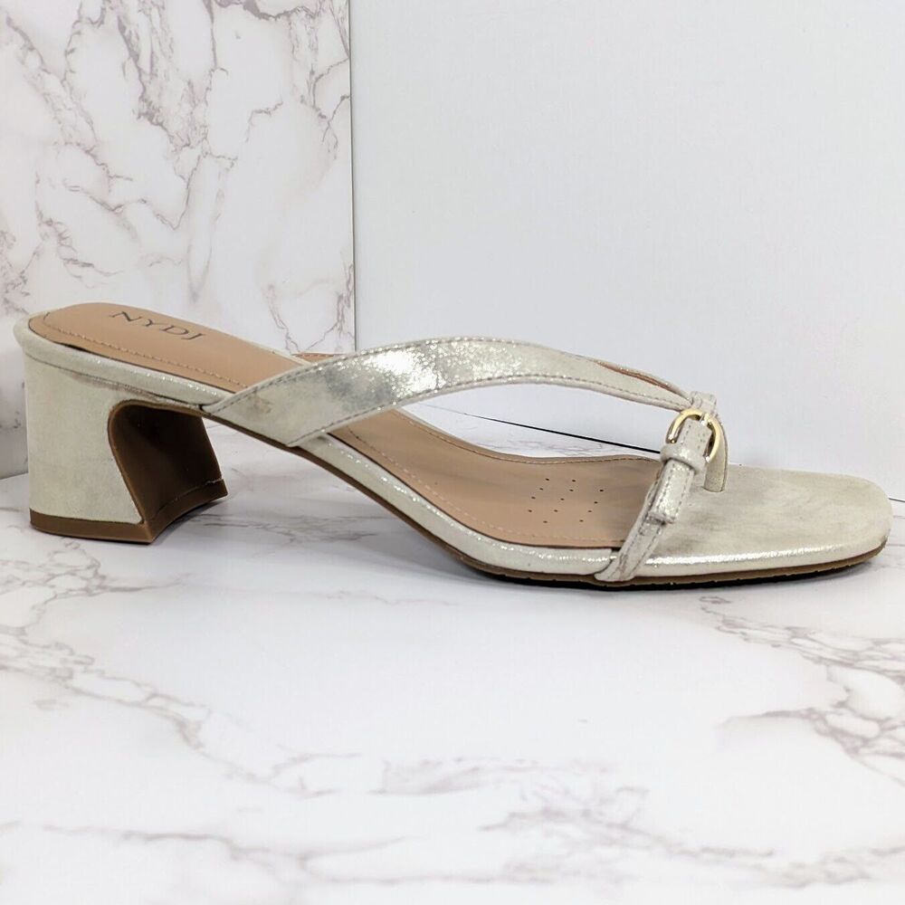 NYDJ Women's Glam Dress Heel Sandal Light Gold Metallic 9.5 NEW IN BOX